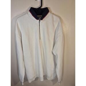 Holebrook Sweden Sweater Mens 3X White Half Zip Pullover Windproof Cotton Blend